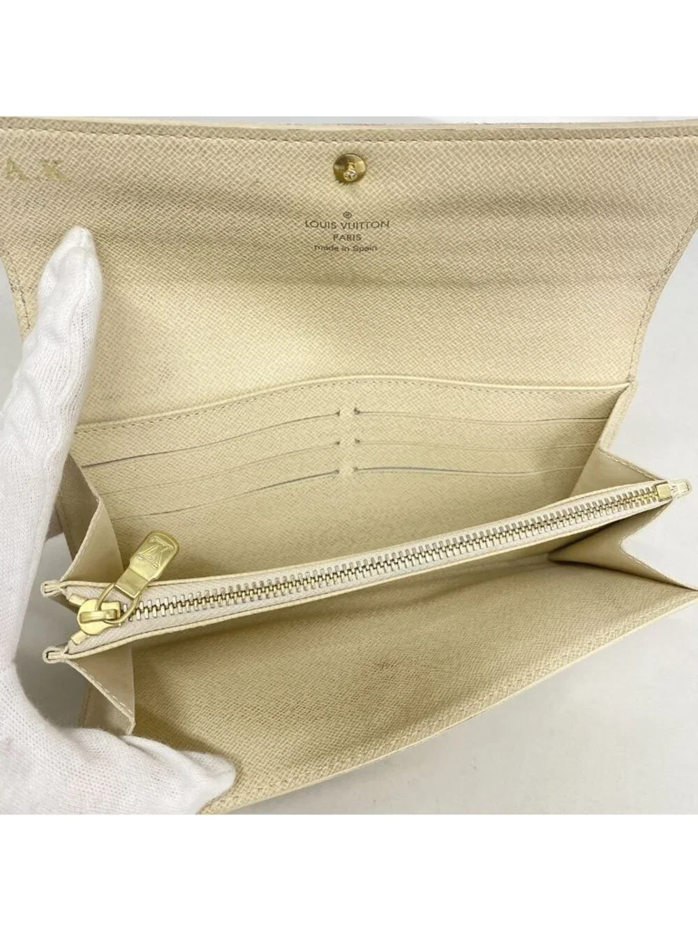 Louis Vuitton Wallet Damier Azur Portefeuille Sarah White